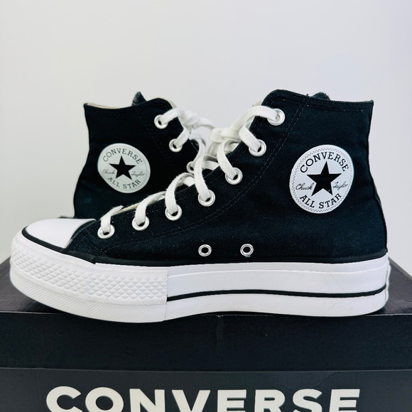Converse Chuck Taylor All-Star Lift Platform Shoes Black & White Women's Size 8 - Picture 10 of 12